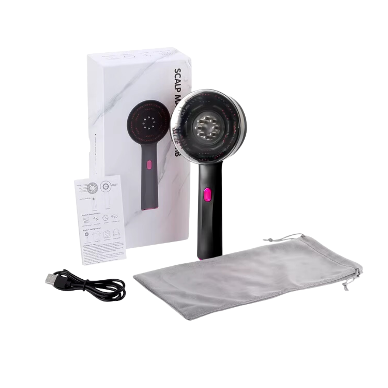 Serenova™ | Peine eléctrico para masaje del cuero cabelludo – Luz roja y aplicador de aceite – Anticaída y crecimiento capilar