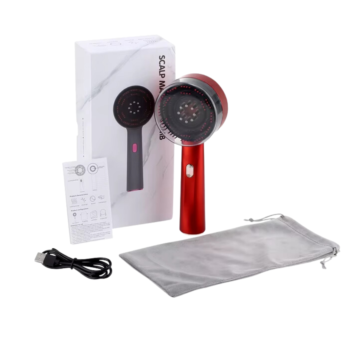 Serenova™ | Peine eléctrico para masaje del cuero cabelludo – Luz roja y aplicador de aceite – Anticaída y crecimiento capilar