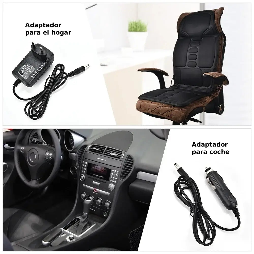 Serenova™ | Cojín de masaje eléctrico vibrante con calor: alivia el dolor de espalda, cuello y lumbar | Uso doméstico y en el coche